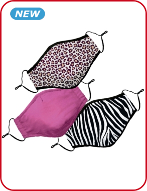 Set, 3 waschbare Masken für SIE, zebra, leopard, rosa