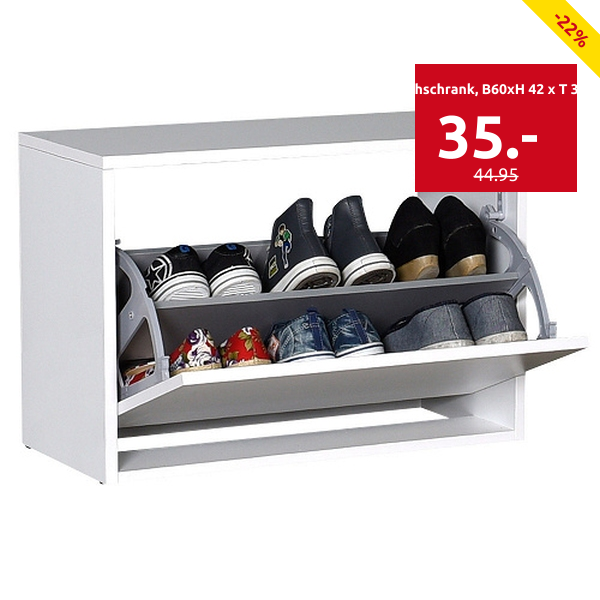 Schuhschrank «Serie», B 60 x H 42 x T 30 cm, weiss