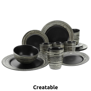 Creatable Kombiservice «La Gomera negra», 16-teilig, schwarz