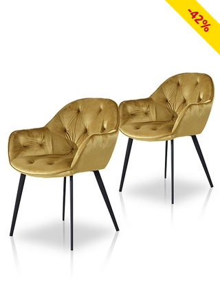 Stuhlset «Diego», 2 Stück, Samt senffarben