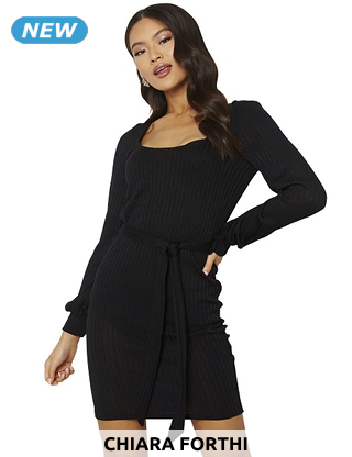 Chiara Forthi Kleid mit Manschetten, schwarz