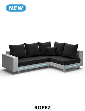 Sofa «Halo», mit LED, B 230 x H 85 x T 160 cm, schwarz/grau