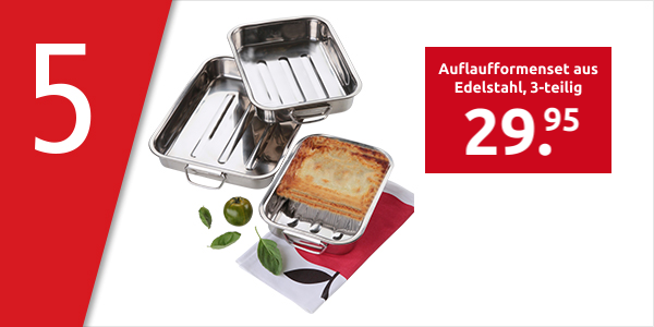 Auflaufformenset aus Edelstahl, 3-teilig