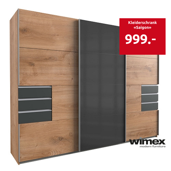 Wimex Kleiderschrank «Saigon», B 270 cm, eiche/graphit
