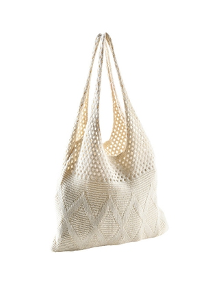 Handtasche aus Makramee, ecru