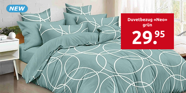 Duvetbezug «Neo» 160 x 210 cm + Pfulmenbezug 65 x 100 cm, grün