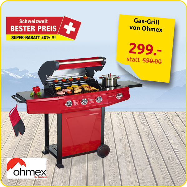 Gas-Grill BBQ 3005 von Ohmex mit 2 Grillflächen