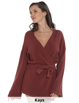 Cardigan, mit abnehmbarem Gürtel, rost