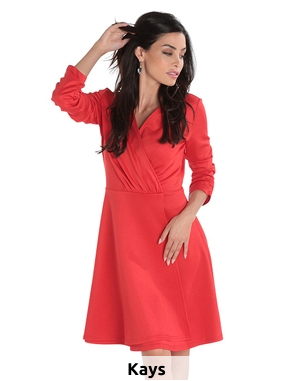 Kleid in Wickeloptik, Stretch, rot