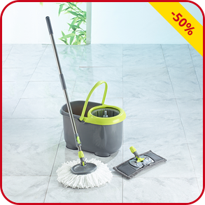 Mopp-Set «Roundflat» mit doppeltem Schleudersystem