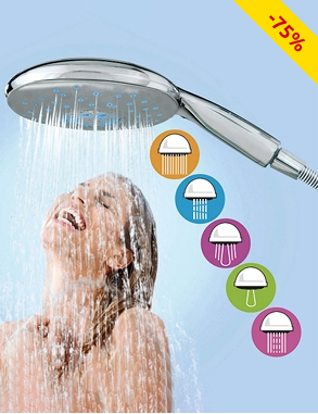 Regen-Duschkopf «Wellness» mit 5 verschiedenen Programmen
