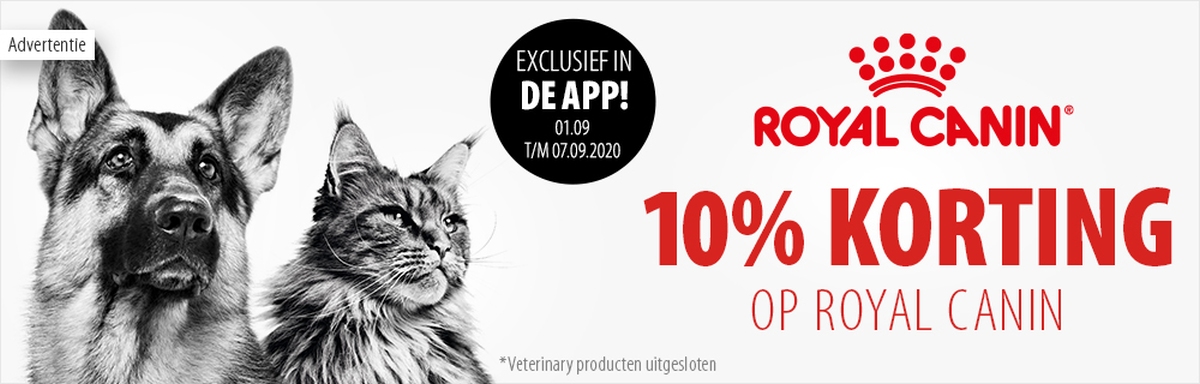 10% korting op Royal Canin via de app!