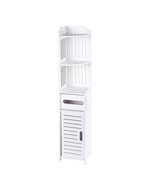 Eckschrank für Badezimmer, B 15,5 x H 80 x T 15,5 cm, Dekor weiss