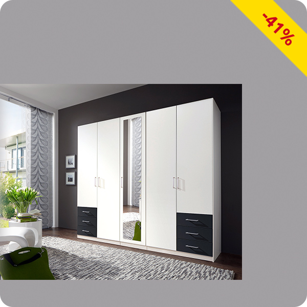 Kleiderschrank 5 Türen, B 225 x H 208 x T 58 cm