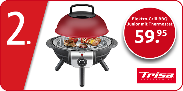 Trisa Elektro-Grill BBQ Junior mit Thermostat, rot