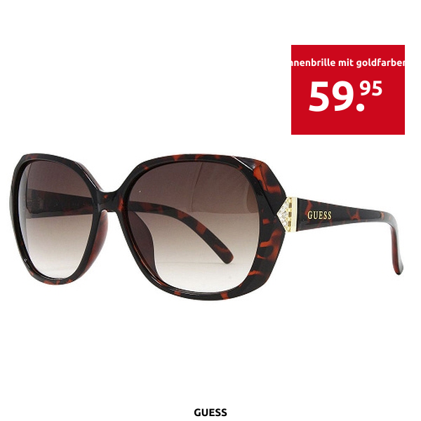 GUESS Damensonnenbrille mit goldfarbenem Dekor, braun