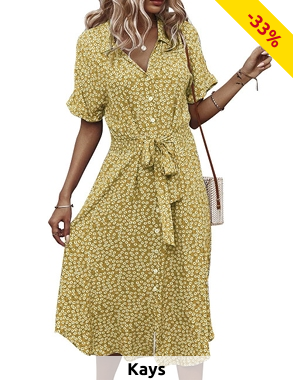 Kurzärmeliges Kleid «Lily», gelb