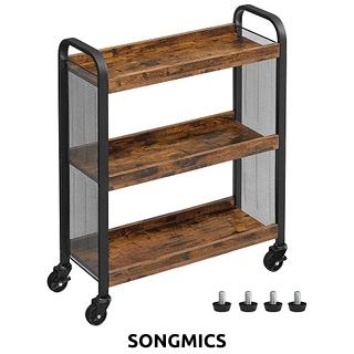 SONGMICS Servierboy «Rustic 2», B 66 x H 85 x T 29 cm, braun/schwarz