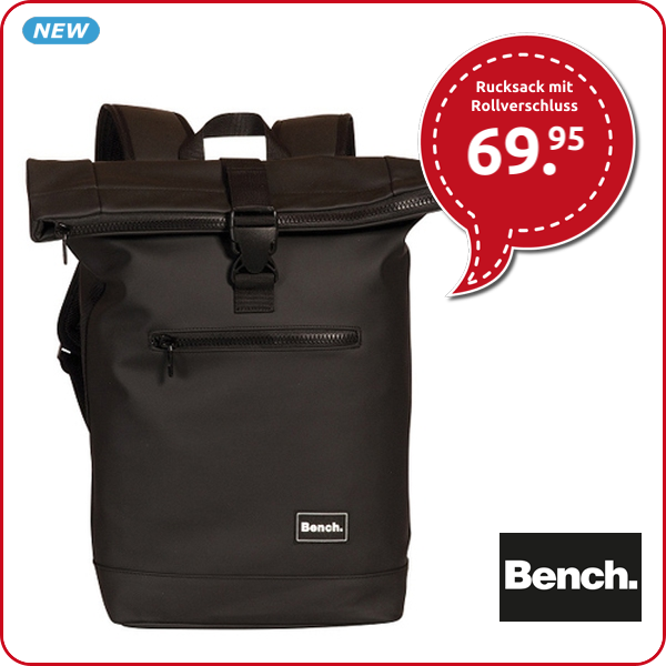 Bench Rucksack mit Rollverschluss, schwarz
