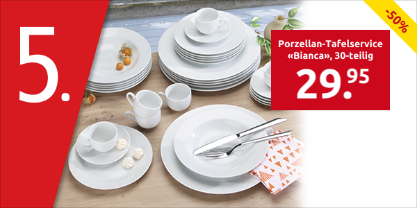 Porzellan-Tafelservice «Bianca», 30-teilig, 6 Personen