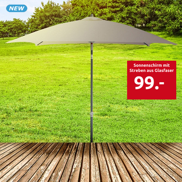 Sonnenschirm mit Streben aus Glasfaser, grau