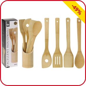 Küchenutensilien-Set aus Bambus, 5-teilig