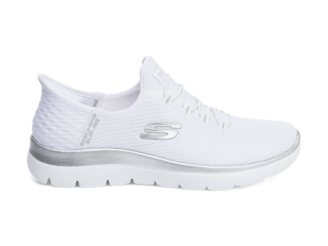 SKECHERS Damen Sneaker weiß silber