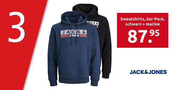 JACK & JONES Sweatshirts, 2er-Pack, schwarz + marine
