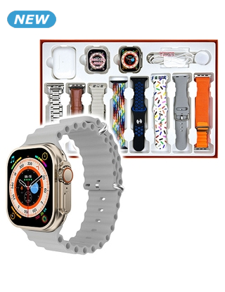 Smartwatch-Set + Bluetooth-Kopfhörer, 8 Armbänder