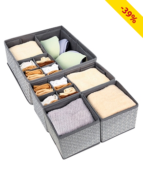 Schubladen-Organizer, 4er-Set, aus Vlies, grau