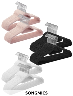 Songmics Kleiderbügel mit Samt, 50 Stück, hellrosa