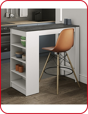 Tischbar «Savoy», weiss/Beton