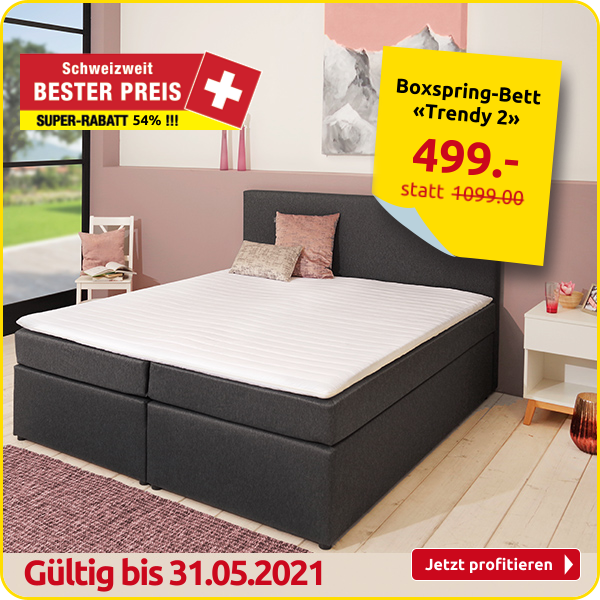 Boxspring-Bett «Trendy 2», feste Matratze, 160 x 200 cm, schwarz