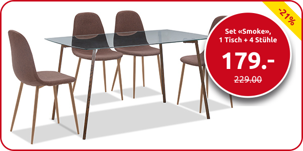 Set «Smoke», 1 Tisch + 4 Stühle