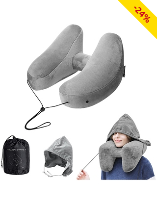 Reisekissen «Air Pillow», aufblasbar, mit Kapuze