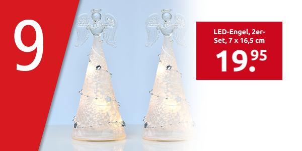 LED-Engel, 2er-Set, 7 x 16,5 cm
