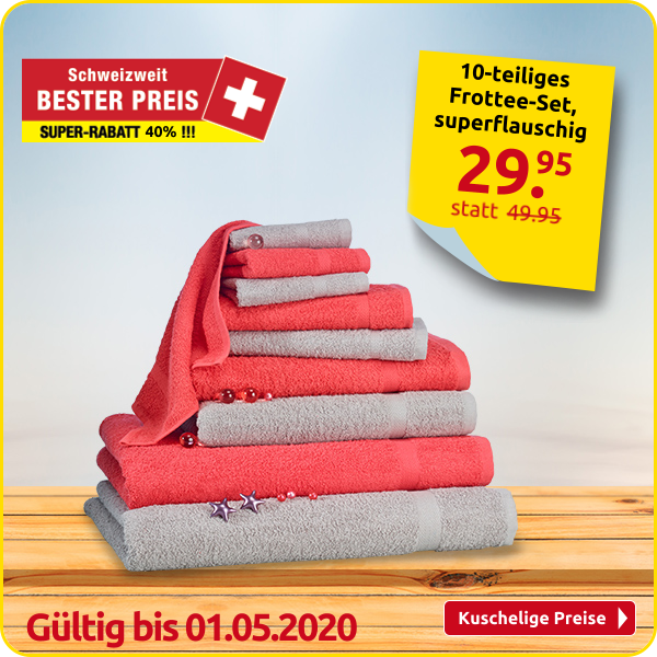 10-teiliges Frottee-Set, superflauschig, koralle/grau