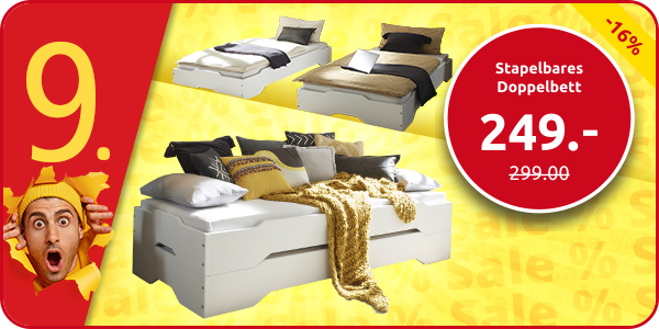 Stapelbares Doppelbett, 90 x 200 cm, weiss