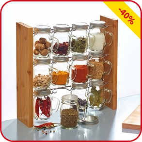 Gewürz-Set, 12-teilig, mit Bambusgestell