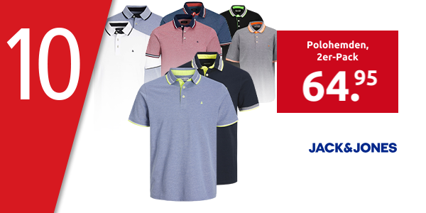 JACK&JONES Polohemden «Paulo», 2er-Pack, schwarz/blau