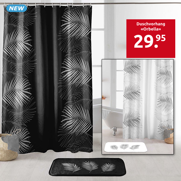 Duschvorhang «Orbella», 180 x 200 cm, schwarz