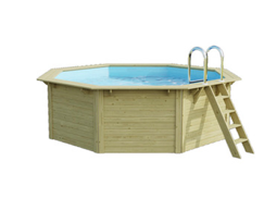 Aufstellpool Holzpool-Set Karibu Nixe 2 achteckig Ø 508x121,1 cm inkl. Sandfilteranlage, Einhängeleiter und Breitmaulskimmer mit Rücklaufdüse