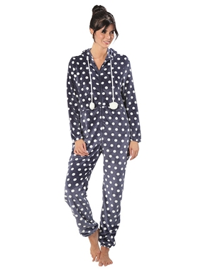 Fleeceoverall, navy/weiss