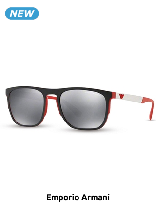 EMPORIO ARMANI Sonnenbrille, für Herren, rot und weiss mit grauen Gläsern