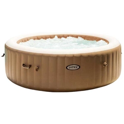 Aufblasbarer Whirlpool Intex Pure Spa 77 128426 Bubble Massage mit integriertem Kalkschutzsystem, 120 Luftdüsen & absperrbare Thermoabdeckung beige