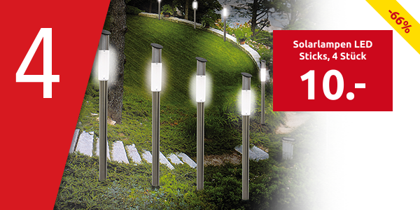 Solarlampen LED Sticks, 4 Stück
