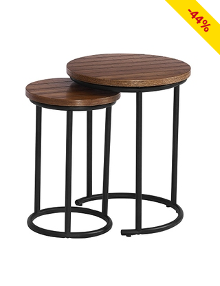 Schachteltische «Stork», 2 Stück, braun/schwarz