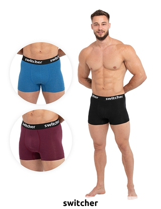 switcher Boxer, 3er-Pack, blau + schwarz + rot