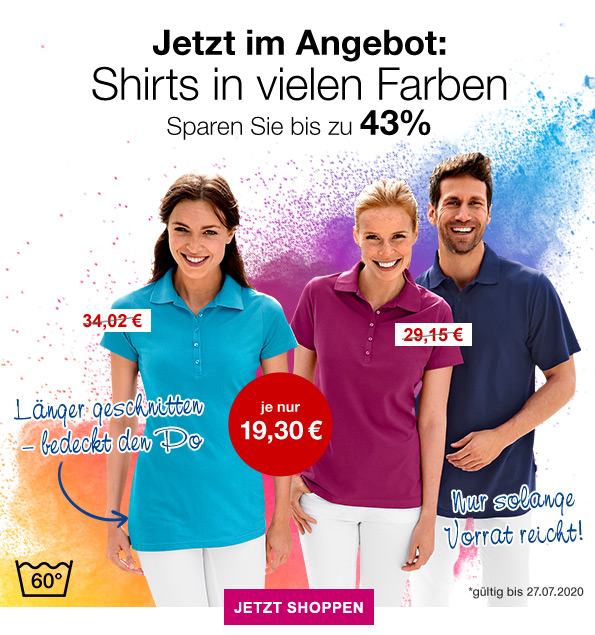 Jetzt im Angebot: Shirts in vielen Farben - Sparen Sie bis zu 43%