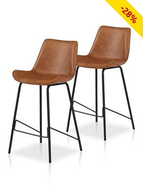 Barhocker «Samy», 2 Stück im Set, B 50 x H 96 x T 48 cm, braun